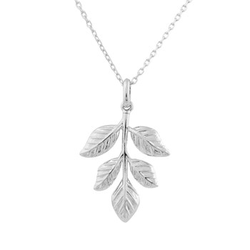 Natural elegance and refinement 925 Rhodium Silver pendant leaf necklace