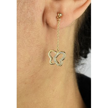 Boucles d'oreilles papillon de coeurs oxyde de zirconium Plaqué OR 750 3 microns