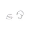 Boucles d'oreilles en acier argenté effet manchette de lobe lisse - vue V1