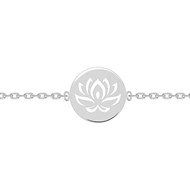 Bracelet femme enfant médaille fleur de lotus en argent 925°/00 - 18cm