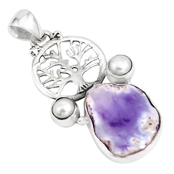Pendentif en opale violette brute et argent arbre de vie 3,5cm gxi285