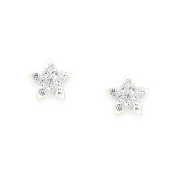 Boucles d'oreilles étoile en acier doré avec Oxydes de Zirconium