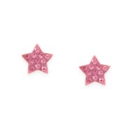 Boucles d'oreilles étoile en acier doré avec Oxydes de Zirconium teintés rose