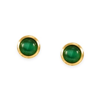 Oorbellen van verguld staal met groene hars