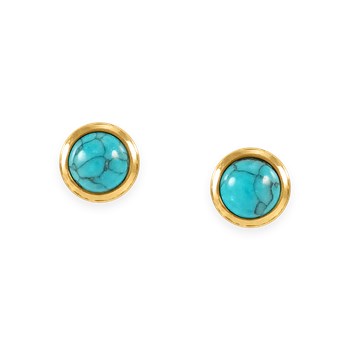 Boucles d'oreilles en acier doré avec résine turquoise