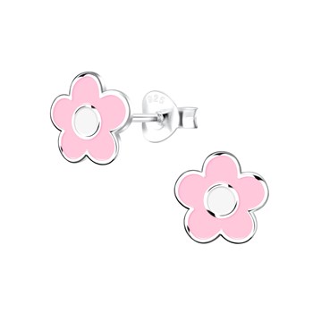 Boucles d'oreilles enfant fleur en argent 925