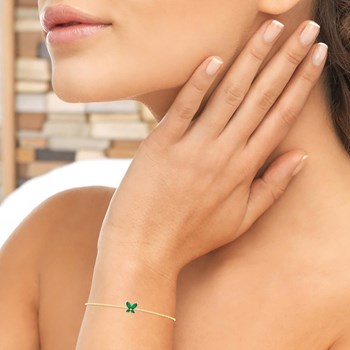 Bracelet papillon oxydes de zirconiums verts Plaqué OR 750 3 microns