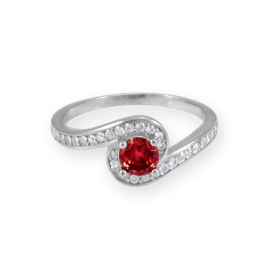 Bague Femme Argent - Grenat Véritable - Pierre rouge- CALAME