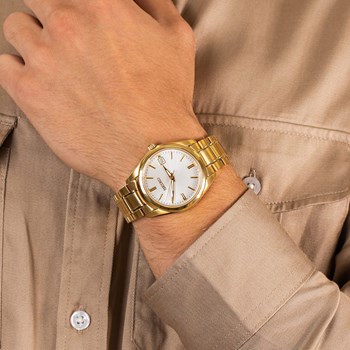 Montre Seiko classique dorée 3 aiguilles