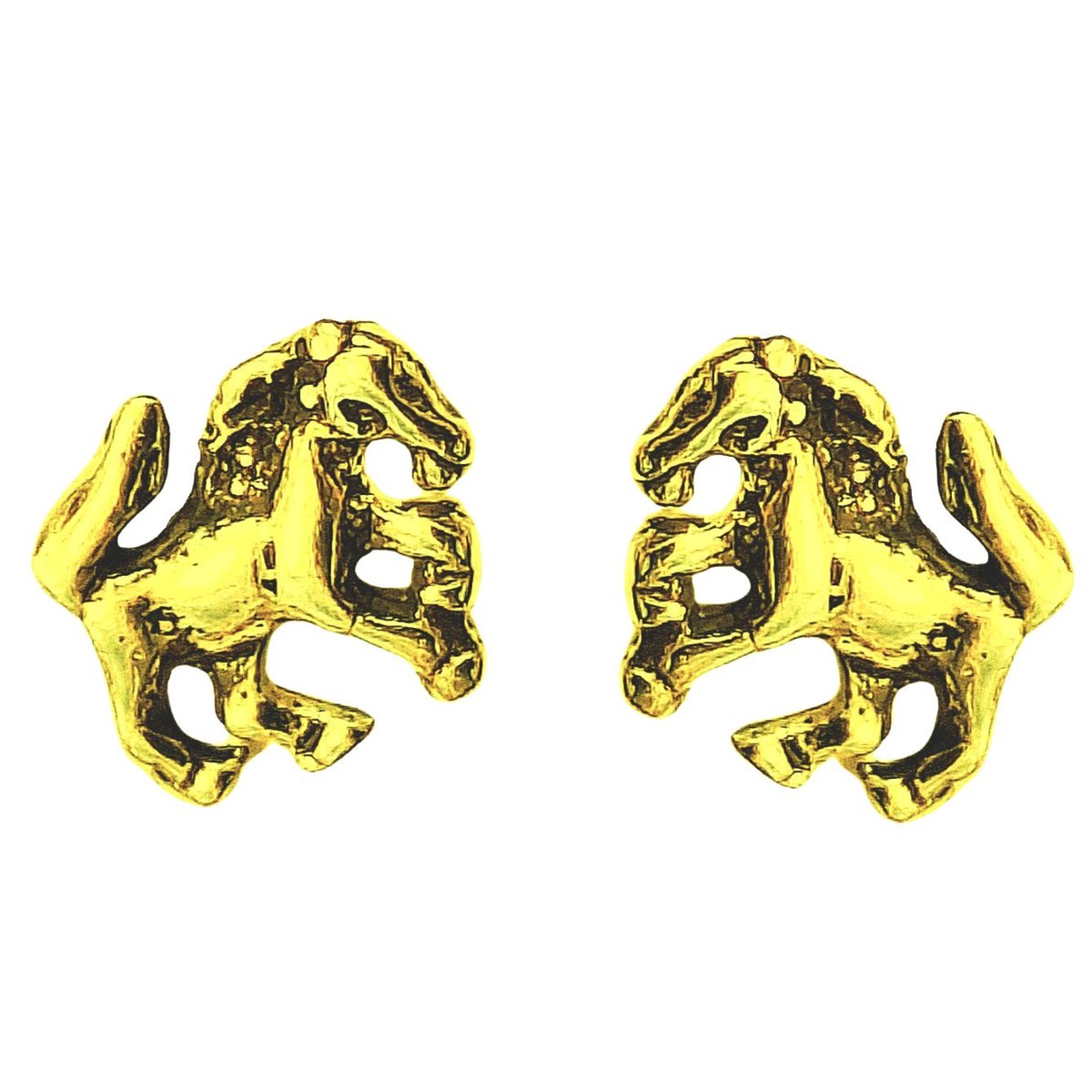 Boucles d'oreilles enfant Cheval chevaux en plaqué or