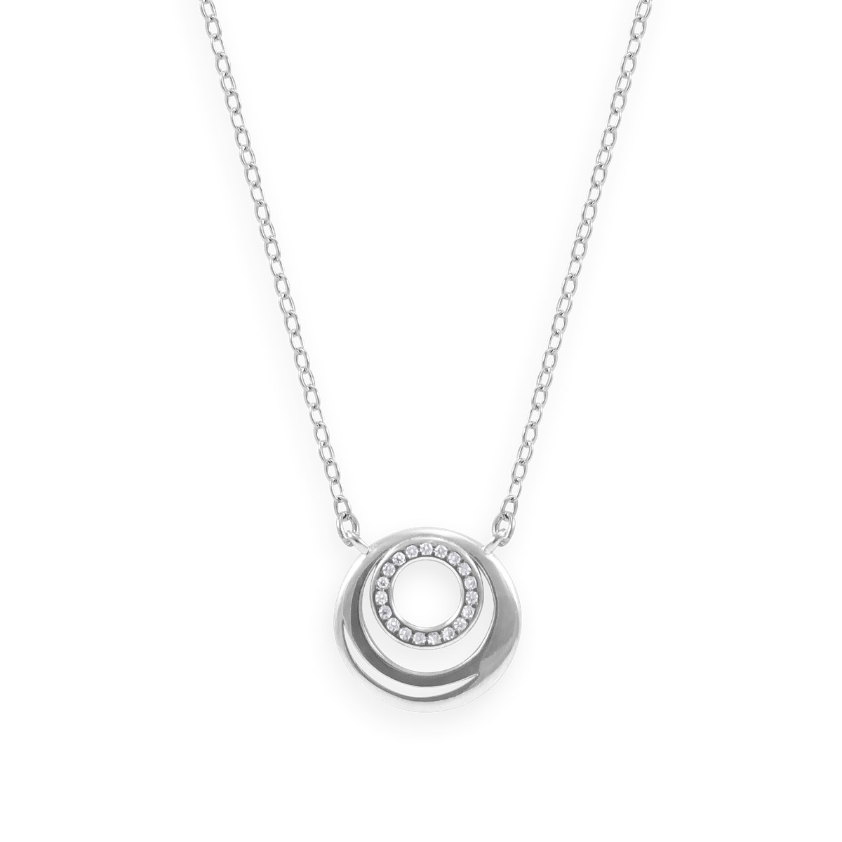 Collier en argent 925 rhodié avec oxydes de zirconium