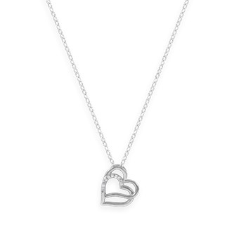 Collier coeurs en argent 925 rhodié avec oxydes de zirconium