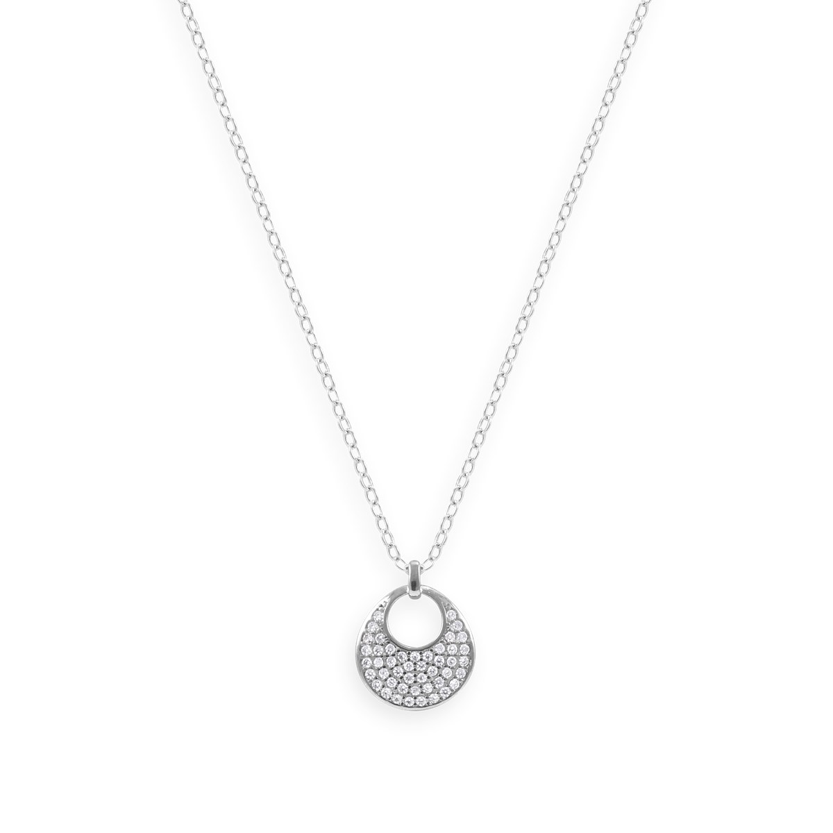 Collier en argent 925 rhodié avec oxydes de zirconium