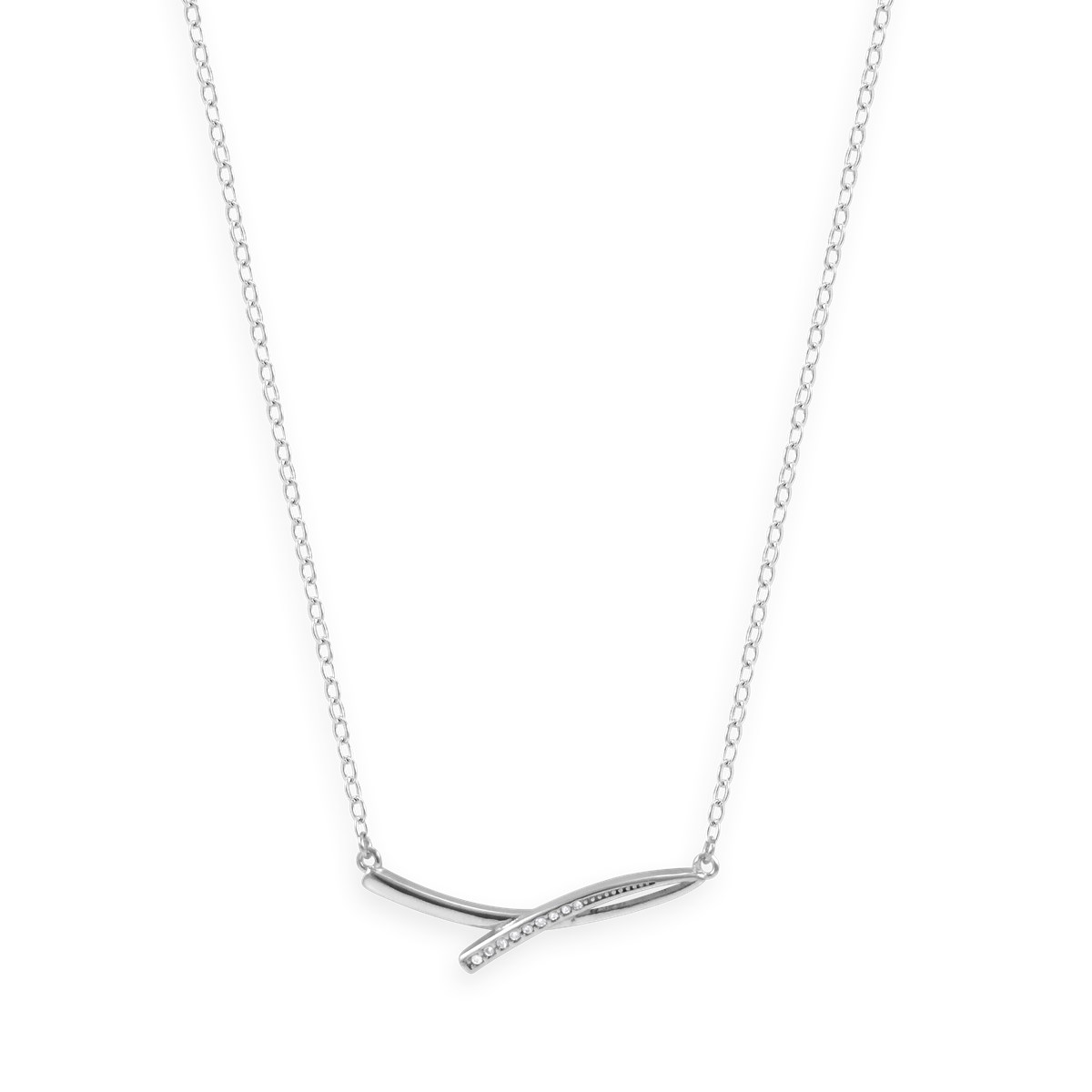 Collier en argent 925 rhodié avec oxydes de zirconium