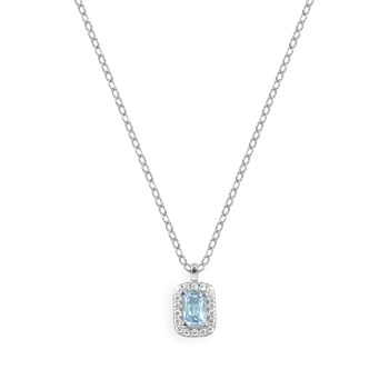 Collier en argent 925 rhodié avec oxyde de zirconium bleu clair