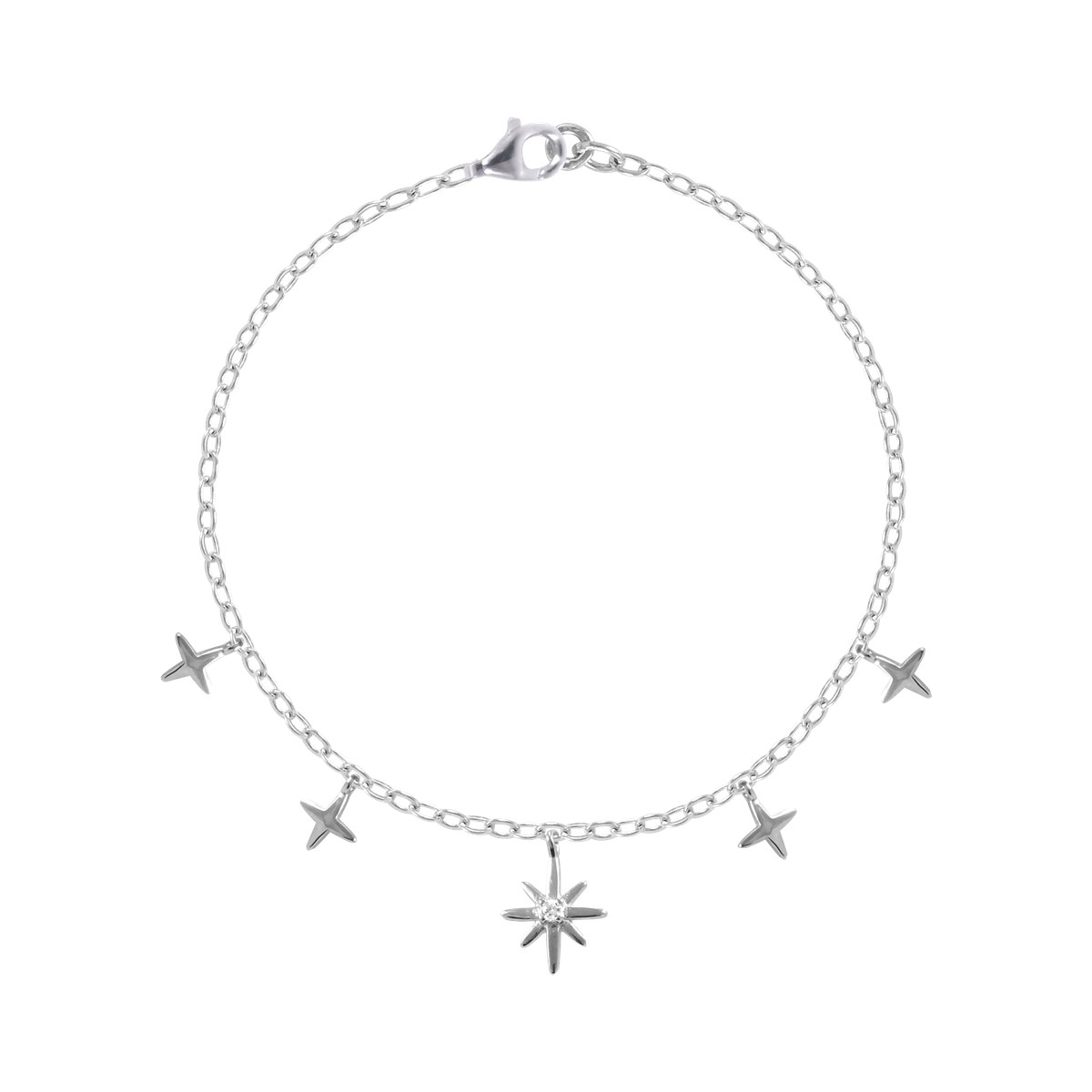 Bracelet en argent 925 rhodié avec oxyde de zirconium
