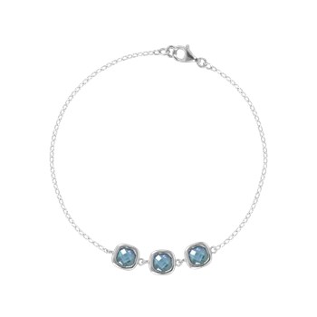 Bracelet en argent 925 rhodié avec oxydes de zirconium bleu clair