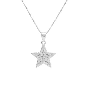 925/000 Rhodium Zilveren Ketting - Zirkoon Geplaveide Ster
