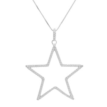 925/000 Rhodium Zilveren Ketting - Zirkoon Geplaveide Ster