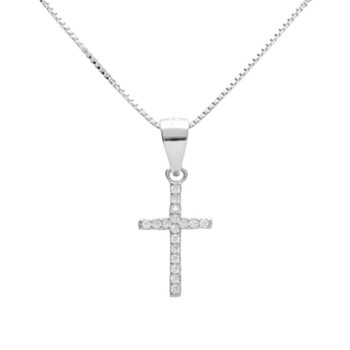 Collier Argent 925/000 Rhodié - Croix Pavée de Zirconiums