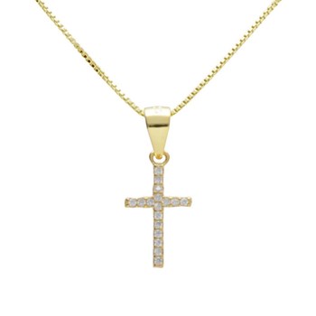 Collier Argent 925/000 Doré - Croix Pavée de Zirconiums
