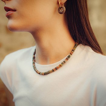 Blima ketting, armband en oorbellen in Indiase Agaat stenen