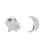 Boucles d'Oreilles Argent 925/000 Rhodié - Etoile et Lune Pavées de Zirconiums - vue V1