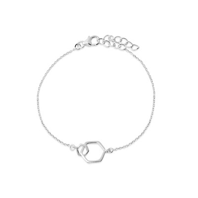 Bracelet De Cheville Femme Plaqué Or Jaune Pendant Hexagone Gravé