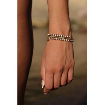 Bracelet Perles Heishi 4 Mm En Acier Doré