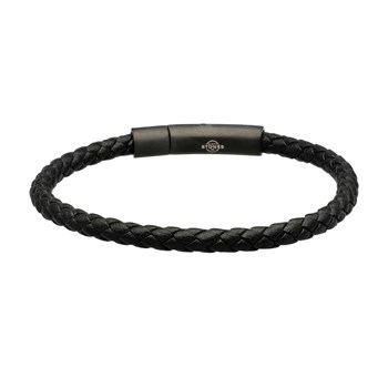 Bracelet Corde Cuir Tressé Noir