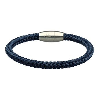 Bracelet Corde Tressé Bleu Marine Et Acier