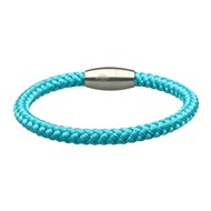 Bracelet Corde Tressé Turquoise Et Acier-Large-20cm