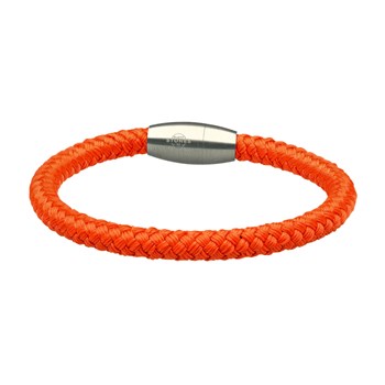 Bracelet Corde Tressé Orange Et Acier