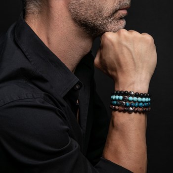 Bracelet Boules oeil De Tigre Pierres Naturelles Croix Rock