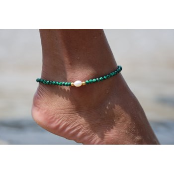 Sixty Stones - 60 - Gold And White Beaded Anklet Chain - 25 X 0.4 Cm