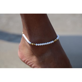 Sixty Stones - 60 - White Natural Stone Anklet Chain - 25 X 0,4 Cm