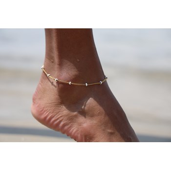 Sixty Stones - 60 - Small Gold And White Anklet Chain - 25 X 0.4 Cm