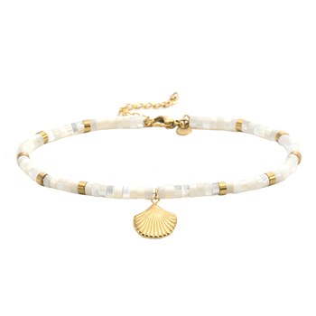 Sixty Stones - 60 - Heishi Pearl Anklet Shell White - 25 X 0,4 Cm