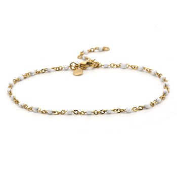 Sixty Stones - 60 - Anklet Chain Gold Chain And Small White Stone - 25 X 0,4 Cm