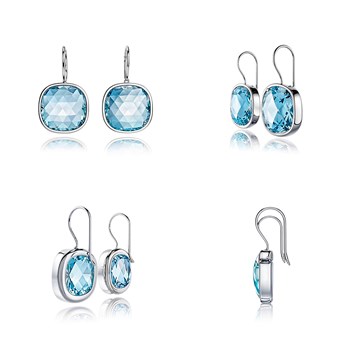 Elegant Sky Blue Topaz Earrings - Rhodium 925 Sterling Silver | Aden Boutique
