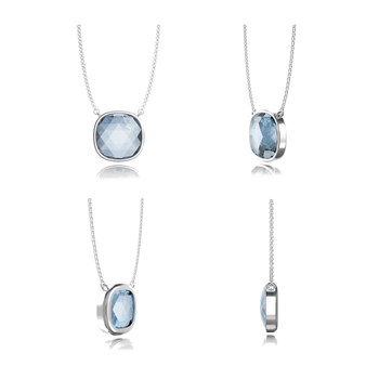 Verfijnde Blauwe Topaas Ketting - 38 Facetten, Rhodium 925 Sterling Zilver, 9ct | Aden Boutique