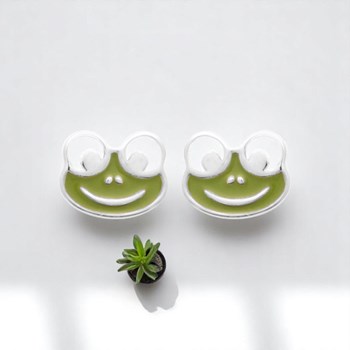 Boucles d'oreilles grenouille émail coloré vert Argent 925 Rhodié
