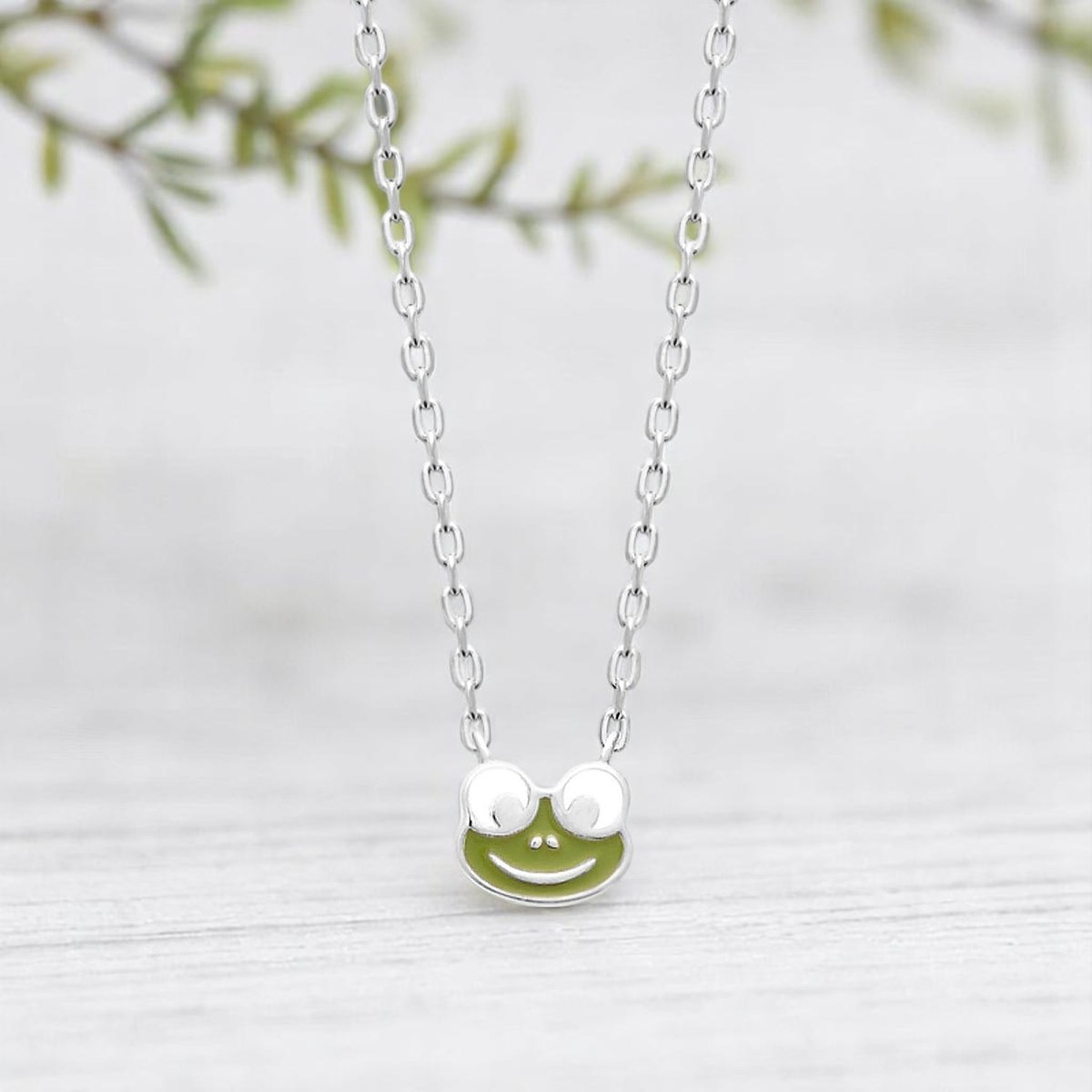 Collier grenouille émail coloré vert Argent 925 Rhodié - vue 4