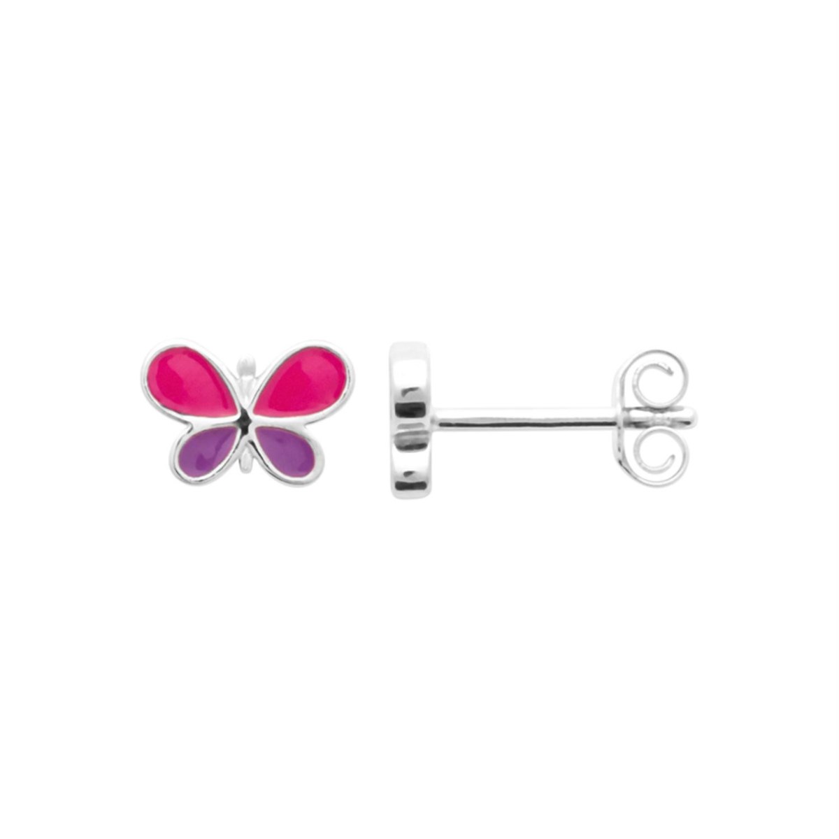 Boucles d'oreilles papillon émail coloré Argent 925 Rhodié - vue 2