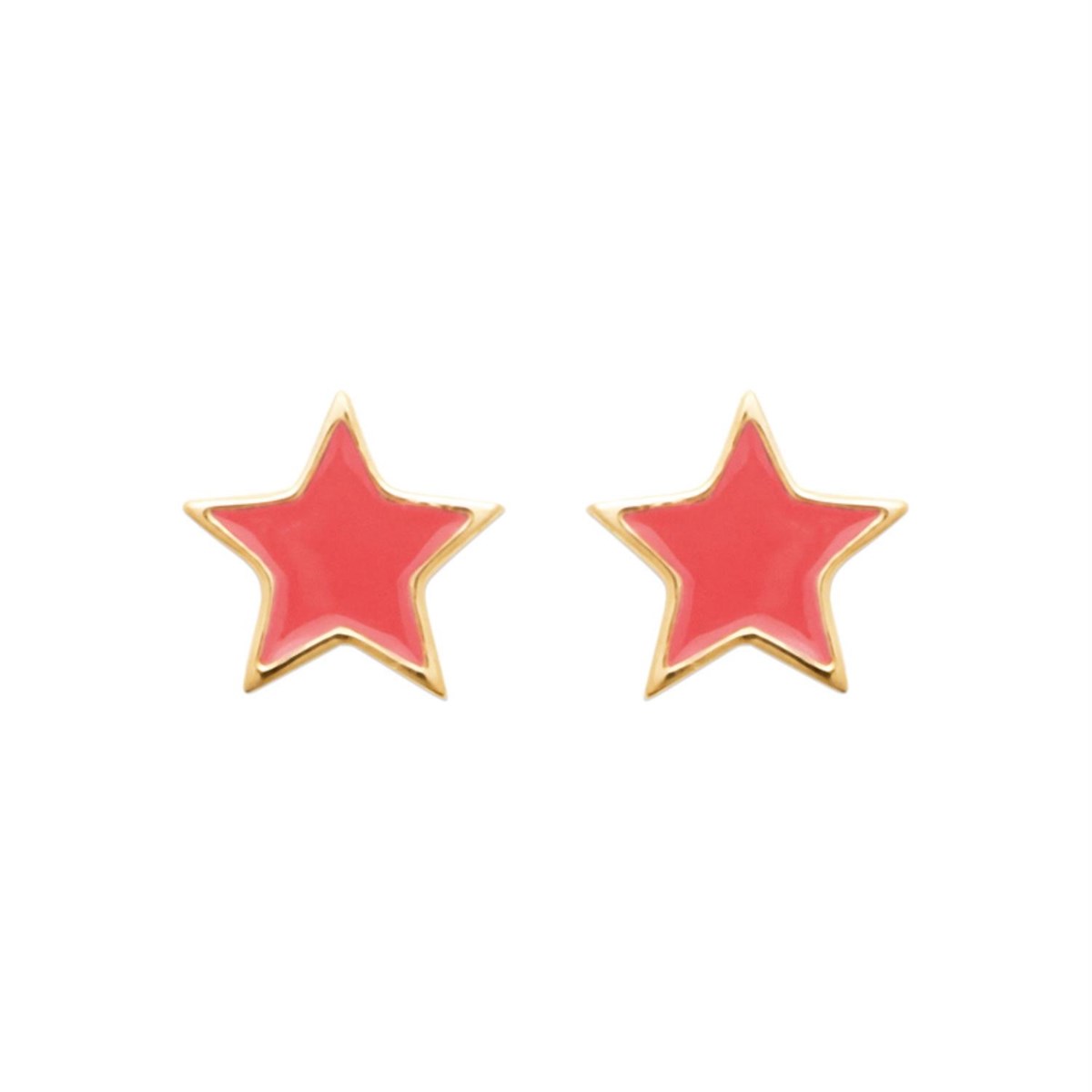 Boucles d'oreilles étoile émail coloré rose Plaqué OR 750 3 microns