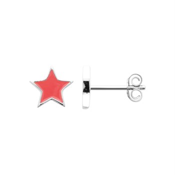 Boucles d'oreilles étoile émail coloré rose Argent 925 Rhodié