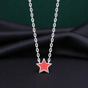Collier étoile émail coloré rose Argent 925 Rhodié