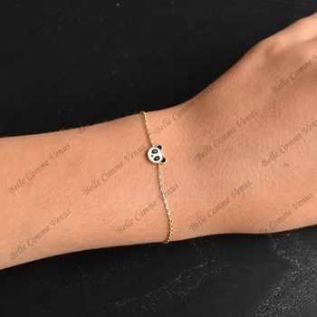 Bracelet panda émail coloré Plaqué or 750 3 microns