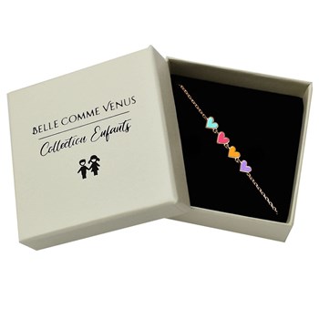 Bracelet suite de 4 coeurs émail coloré Plaqué or 750 3 microns