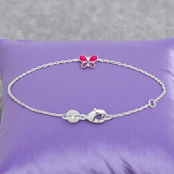 Bracelet papillon émail coloré Argent 925 Rhodié